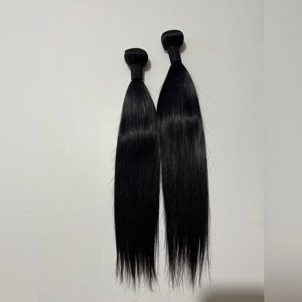 Human hair Blend 18 & 20 inches Black Straight Bundles - Weave / Weft